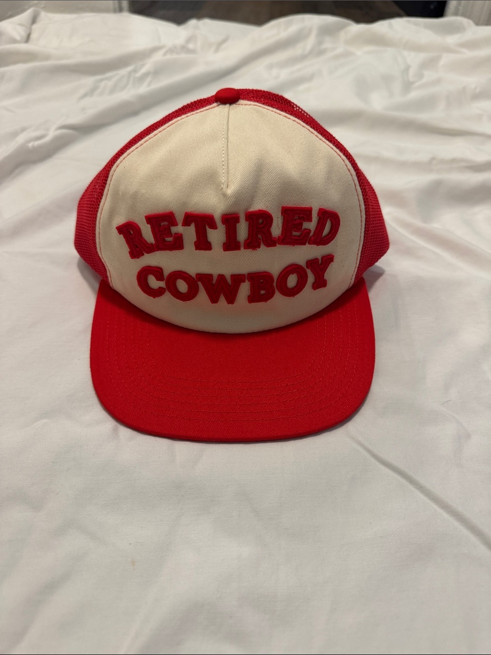 Retired Cowboy Red & Cream Trucker Hat